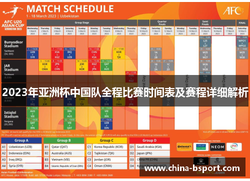 2023年亚洲杯中国队全程比赛时间表及赛程详细解析