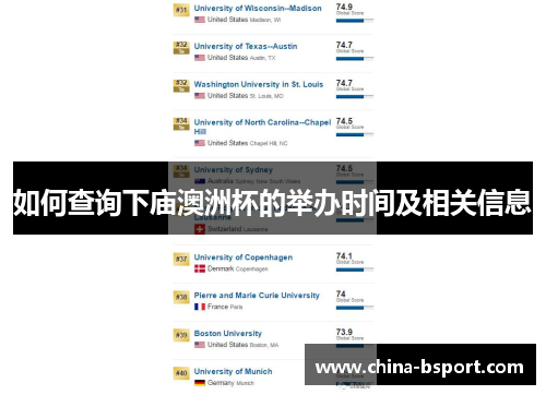 如何查询下庙澳洲杯的举办时间及相关信息