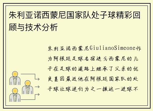 朱利亚诺西蒙尼国家队处子球精彩回顾与技术分析